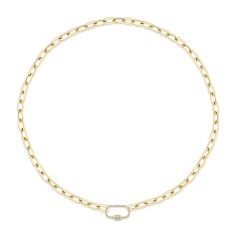 Shy Creation 1/4ctw Diamond Yellow Gold Paperclip Link Necklace