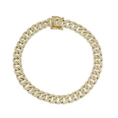 Shy Creation 1 5/8ctw Diamond Pave Yellow Gold Link Bracelet