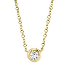 Shy Creation 1/5ct Round Diamond Bezel Yellow Gold Necklace