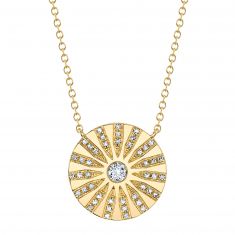 Shy Creation 1/5ctw Diamond Circle Yellow Gold Necklace