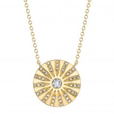 Shy Creation 1/5ctw Diamond Circle Yellow Gold Necklace