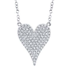 Shy Creation 1/5ctw Diamond Heart White Gold Pendant Necklace