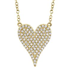 image of Shy Creation 1/5ctw Diamond Heart Yellow Gold Pendant Necklace with sku:SC55002005