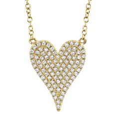 Shy Creation 1/5ctw Diamond Heart Yellow Gold Pendant Necklace