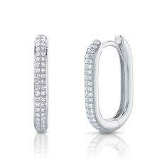 Shy Creation 1/5ctw Round Diamond White Gold Oval Hoop Earrings