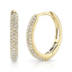 Shy Creation 1/5ctw Round Diamond Yellow Gold Pave Hoop Earrings