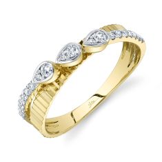 Shy Creation 1/5ctw Round Diamond Yellow Gold Pear Silhouette Ring - Size 7