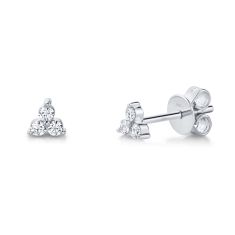 Shy Creation 1/6ctw Diamond White Gold Floral Stud Earrings