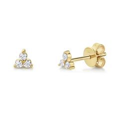 Shy Creation 1/6ctw Diamond Yellow Gold Floral Stud Earrings