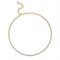 Shy Creation 1 7/8ctw Diamond Yellow Gold Tennis Necklace