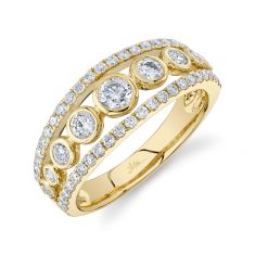 Shy Creation 1ctw Bezel-Set Round Diamond Yellow Gold Ring