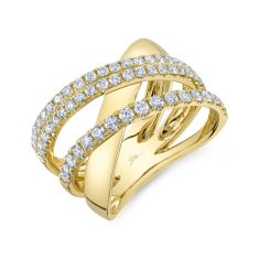 Shy Creation 1ctw Diamond Yellow Gold Multi-Row Bridge Ring