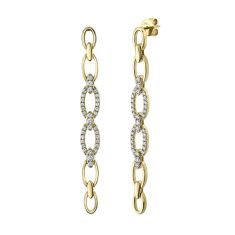 image of Shy Creation 1ctw Round Diamond Yellow Gold Link Drop Earrings with sku:SC55021236