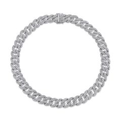 Shy Creation 21 1/2ctw Diamond Pave White Gold Link Necklace