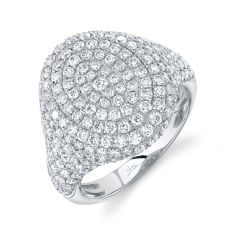 Shy Creation 2 1/4ctw Diamond Pave White Gold Signet Ring - Size 7