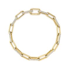 Shy Creation 2 1/5ctw Diamond Yellow Gold Paperclip Link Bracelet