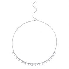 Shy Creation 2 1/8ctw Pear and Round Diamond White Gold Necklace