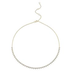 Shy Creation 2 3/4ctw Pear Diamond Yellow Gold Tennis Necklace