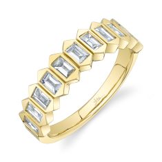 Shy Creation 3/4ctw Baguette Diamond Yellow Gold Geometric Ring - Size 7