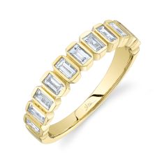 Shy Creation 3/4ctw Baguette Diamond Yellow Gold Ring - Size 7