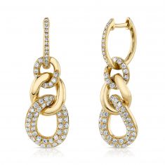 image of Shy Creation 3/4ctw Diamond Link Yellow Gold Drop Earrings with sku:20294682