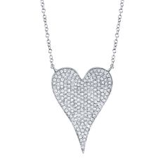 Shy Creation 3/8ctw Diamond Heart White Gold Pendant Necklace