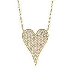 Shy Creation 3/8ctw Diamond Heart Yellow Gold Pendant Necklace
