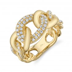 Shy Creation 3/8ctw Diamond Link Yellow Gold Fashion Ring