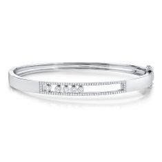 Shy Creation 3/8ctw Diamond Slider White Gold Bangle Bracelet