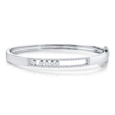 Shy Creation 3/8ctw Diamond Slider White Gold Bangle Bracelet