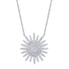 Shy Creation 3/8ctw Diamond Starburst White Gold Necklace