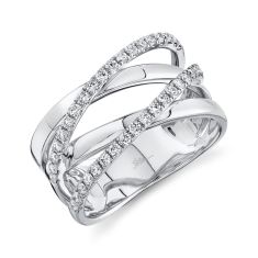 Shy Creation 3/8ctw Diamond White Gold Bridge Ring - Size 7