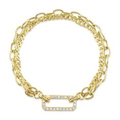 Shy Creation 3/8ctw Diamond Yellow Gold Link Bracelet