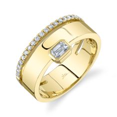 Shy Creation 3/8ctw Emerald Diamond Yellow Gold Ring - Size 7