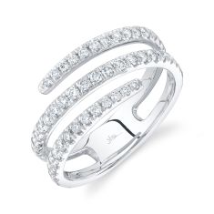 Shy Creation 5/8ctw Diamond White Gold Multi-Row Ring - Size 7