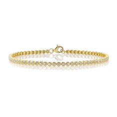 Shy Creation 5/8ctw Diamond Yellow Gold Bezel Tennis Bracelet