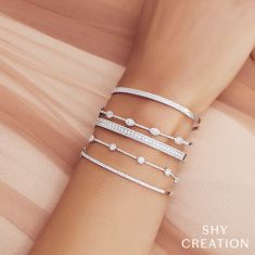 Shy Creation 7/8ctw Diamond Halo White Gold Bracelet