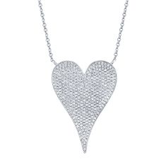 Shy Creation 7/8ctw Diamond Heart White Gold Pendant Necklace