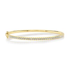 Shy Creation 7/8ctw Diamond Yellow Gold Bangle Bracelet