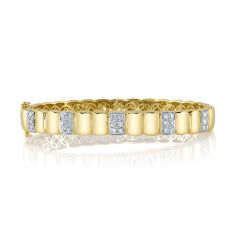 Shy Creation 7/8ctw Diamond Yellow Gold Bangle Bracelet