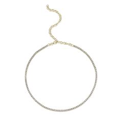 Shy Creation 7/8ctw Diamond Yellow Gold Tennis Necklace