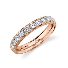 Shy Creation 7/8ctw Round Diamond Rose Gold Band - Size 7