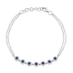 Shy Creation Blue Sapphire and 1/5ctw Diamond White Gold Bracelet