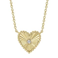 Shy Creation Diamond Accent Bezel Heart Yellow Gold Necklace