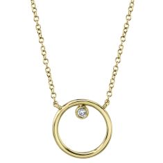 Shy Creation Diamond Accent Yellow Gold Circle Necklace