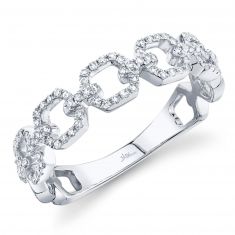 Shy Creation Diamond Link White Gold Ring 1/5ctw