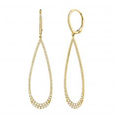 image of Shy Creation Diamond Open Teardrop Yellow Gold Earrings 3/4ctw with sku:19967595