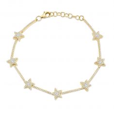 Shy Creation Diamond Star Yellow Gold Bracelet 7/8ctw