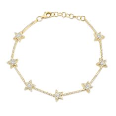 Shy Creation Diamond Star Yellow Gold Bracelet 7/8ctw