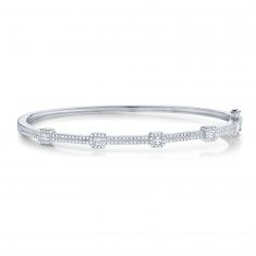 Shy Creation Diamond Station White Gold Bangle Bracelet 1/2ctw
